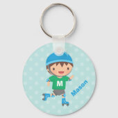 かわいいスケーターボーイローラースケートで滑る キーホルダー (正面)