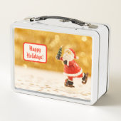 かわいいスケートで滑るサンタ メタルランチボックス (裏面)