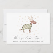 かわいいスケートで滑るトナカイのメリークリスマス シーズンカード (正面)