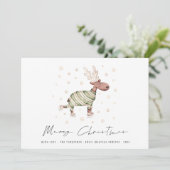 かわいいスケートで滑るトナカイのメリークリスマス シーズンカード (スタンド正面)