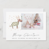 かわいいスケートで滑るトナカイ写真メリークリスマス シーズンカード (正面)