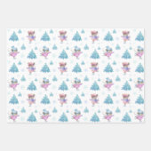 かわいいスケートで滑るネズミガールズクリスマスパステル桑井 ラッピングペーパーシート (正面3)