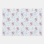 かわいいスケートで滑るネズミガールズクリスマスパステル桑井 ラッピングペーパーシート (正面2)