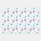 かわいいスケートで滑るネズミガールズクリスマスパステル桑井 ラッピングペーパーシート (正面)