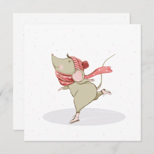 かわいいスケートのねずみ (正面/裏面)