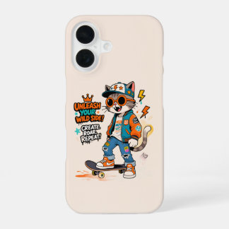 かわいいスケートボードの猫のグラフィティストリートウェアのキャラクターiP iPhone 16ケース