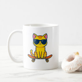 かわいいスケートボードの猫のマグカップ - 楽しいクールな子猫のコーヒー コーヒーマグカップ