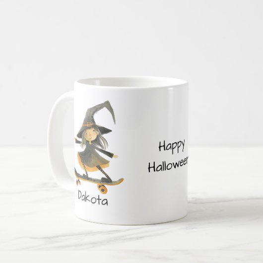 かわいいスケートボードウィッチハロウィーン コーヒーマグカップ (正面左)