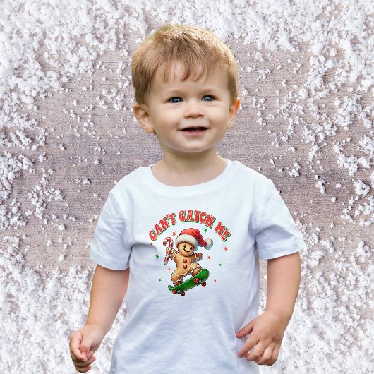 かわいいスケートボードジンジャーブレッドマンクリスマス トドラーTシャツ