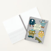 かわいいスケートボードモンスターズパーソナライズされたストーリー ノートブック (内部)