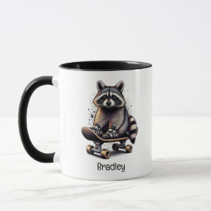 かわいいスケートボードラクーンおもしろい動物自然アート マグカップ