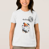 かわいいスケートボード幽霊-こうもり- モノグラムの トライブレンドTシャツ (正面)