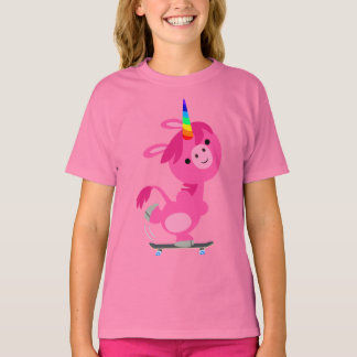 かわいいスケートボード漫画ユニコーンキッズTシャツ Tシャツ