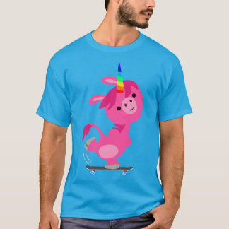 かわいいスケートボード漫画ユニコーンTシャツ Tシャツ
