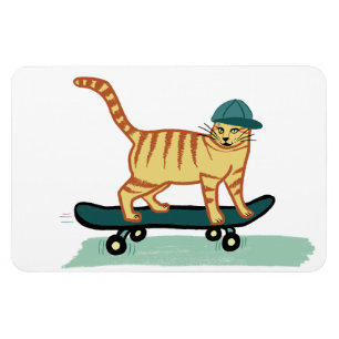 かわいいスケートボード猫 マグネット