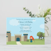 かわいいスコットランドの王女の女の子の誕生会の招待 招待状 (スタンド正面)