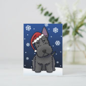 かわいいスコットランドテリアのクリスマスの郵便はがき シーズンポストカード (スタンド正面)