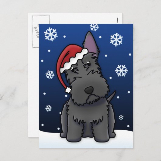 かわいいスコットランドテリアのクリスマスの郵便はがき シーズンポストカード (正面/裏面)