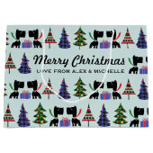 かわいいスコットランド犬とクリスマスツリーパターン ラージペーパーバッグ (正面)