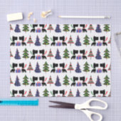 かわいいスコットランド犬とクリスマスツリーパターン 薄葉紙 (クラフト)