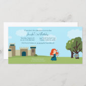 かわいいスコットランド王女の子の誕生日パーティー招待状 (正面/裏面)