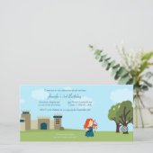 かわいいスコットランド王女の子の誕生日パーティー招待状 (スタンド正面)