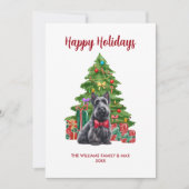 かわいいスコティッシュテリアの犬家族のクリスマス シーズンカード (正面)