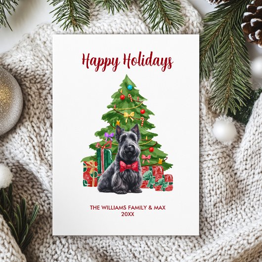 かわいいスコティッシュテリアの犬家族のクリスマス シーズンカード