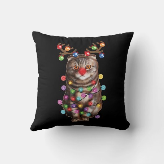 かわいいスコティッシュフォールドおもしろいクリスマスホリデーギフト クッション (裏面)