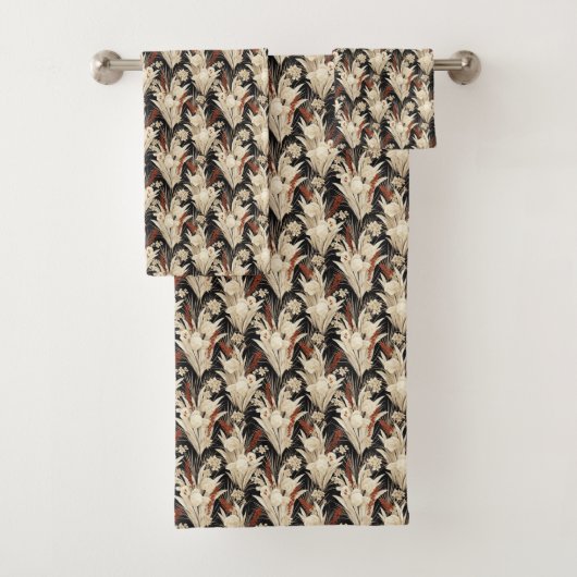 かわいいススキのタイル模様 バスタオルセット (インサイチュ)