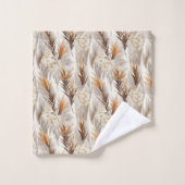 かわいいススキのタイル模様 バスタオルセット (ウォッシュタオル)