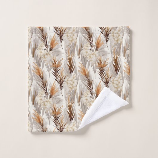 かわいいススキのタイル模様 バスタオルセット (ウォッシュタオル)