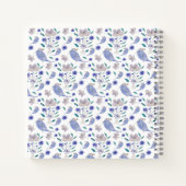 かわいいスズメと青い花の帽子 ノートブック (裏面)