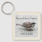 かわいいスズメの鳥の写真バイブル聖句タンシンプルタン キーホルダー (正面)