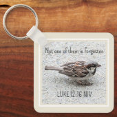 かわいいスズメの鳥の写真バイブル聖句タンシンプルタン キーホルダー (正面)