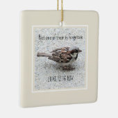 かわいいスズメの鳥の写真バイブル聖句タンシンプルタン セラミックオーナメント (右)