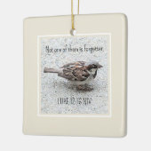 かわいいスズメの鳥の写真バイブル聖句タンシンプルタン セラミックオーナメント (左)