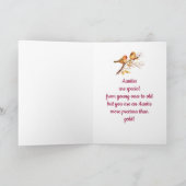 かわいいスズメの鳥ラブアウンティ誕生日 カード (内部)