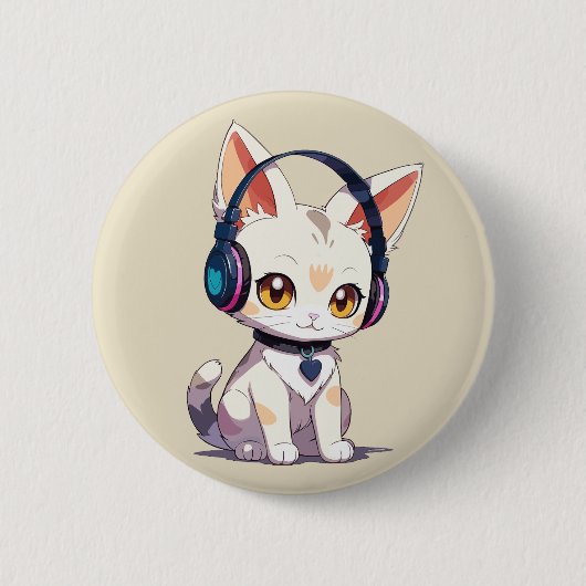かわいいスタイリッシュな猫 缶バッジ (正面)