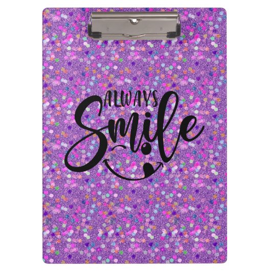 かわいいスタイリッシュグリッター常時スマイルエレガント クリップボード (正面)