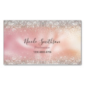 かわいいスタイリッシュバラ金ゴールドフェイクグリッターモノグラム マグネット名刺 (正面)