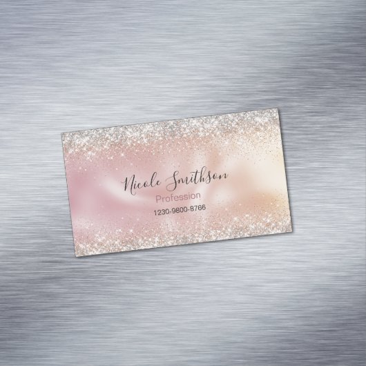 かわいいスタイリッシュバラ金ゴールドフェイクグリッターモノグラム マグネット名刺 (インサイチュ)