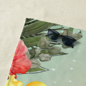 かわいいスタイリッシュビーチ、パームリーフハイビスカス ビーチタオル (インサイチュ)