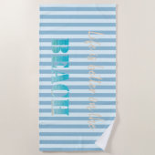 かわいいスタイリッシュビーチ、青ストライプの色 ビーチタオル (正面)