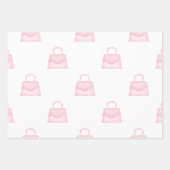 かわいいスタイリッシュピンクの水色のハンドバッグパターン ラッピングペーパーシート (正面)