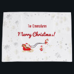 かわいいスタイリッシュユニコーンモダンサンタスノーネームクリスマス ラージペーパーバッグ<br><div class="desc">可愛いガーリーがカスタムもエレガント、クリスマス抱き枕のイラストレーションと魔法のグラムのユニコーン馬の赤と黄金のマネとサンタのそりを引く（ギフトでいっぱい）。デザインは、銀と白の雪片と星を含むフェスティバルの休日ムード。</div>