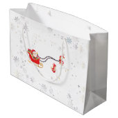 かわいいスタイリッシュユニコーンモダンサンタスノーネームクリスマス ラージペーパーバッグ (裏面アングル)