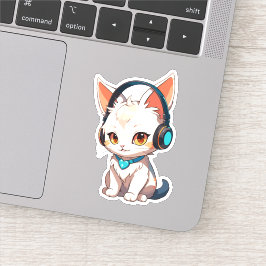 かわいいスタイリッシュ子猫のヘッドフォン シール