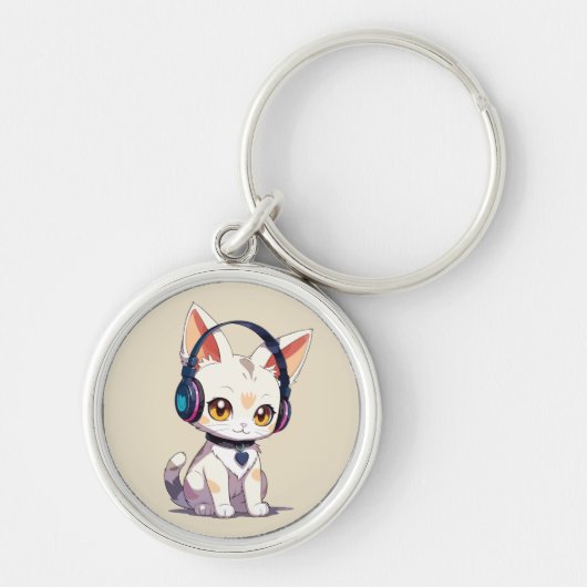 かわいいスタイリッシュ子猫 キーホルダー (正面)