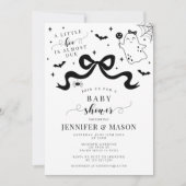 かわいいスタイリッシュ小さなブー幽霊ボウベビーガールシャワー 招待状 (正面)